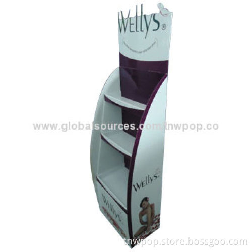 Cardboard display stands, shelves are adjustable so as to show different size of items, loading 45kg